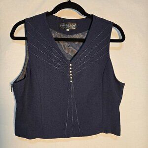 VINTAGE Rare Y2K Fairy Girly BLUE Chunky Zipper Cropped Vest Size 9 LIKE NEW!